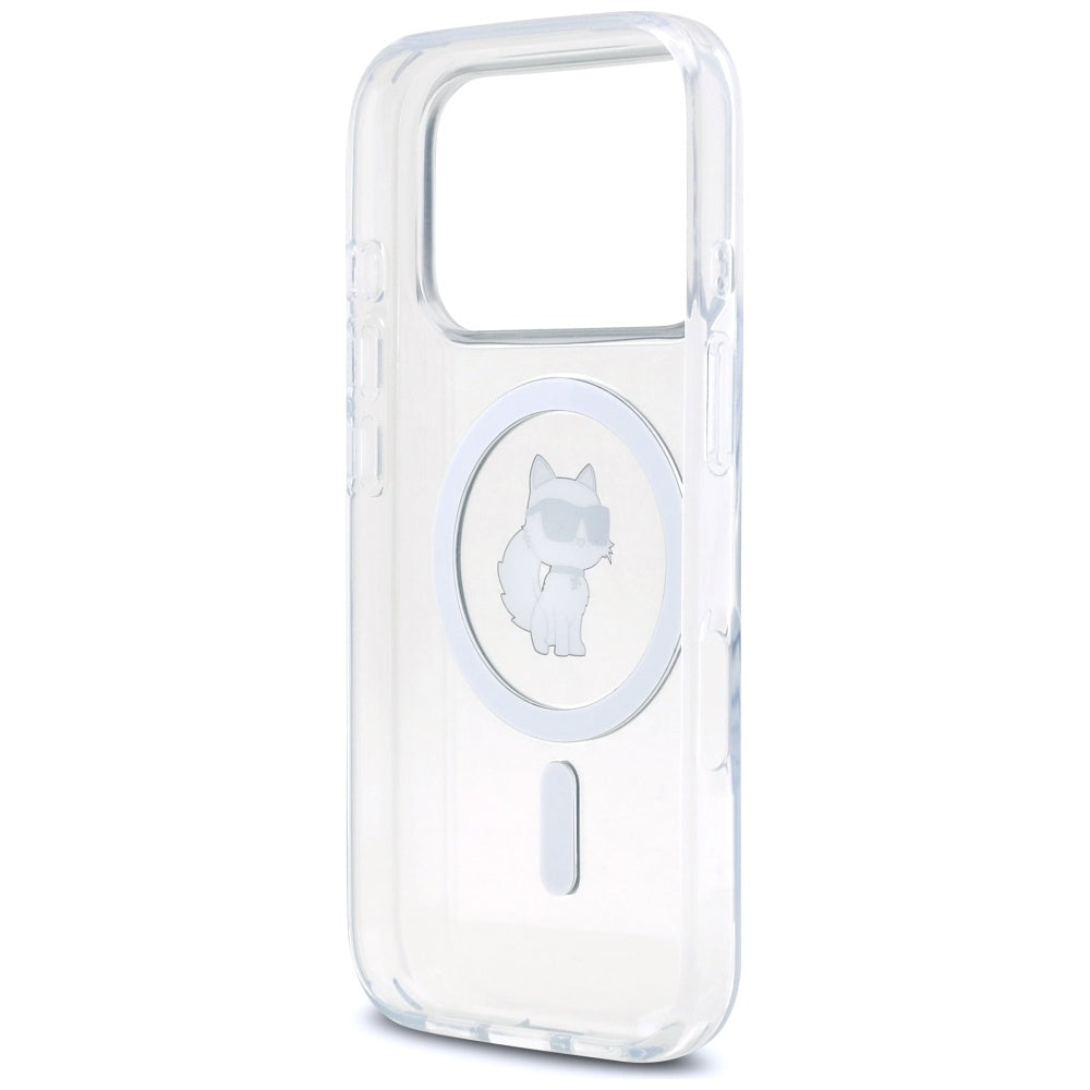 Калъф MagSafe за Apple iPhone 17 Pro, Karl Lagerfeld, IML Logo Choupette, Прозрачен