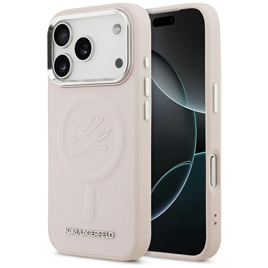 MagSafe Case for Apple iPhone 17 Pro, Karl Lagerfeld, Initial & Metal Logo, Pink
