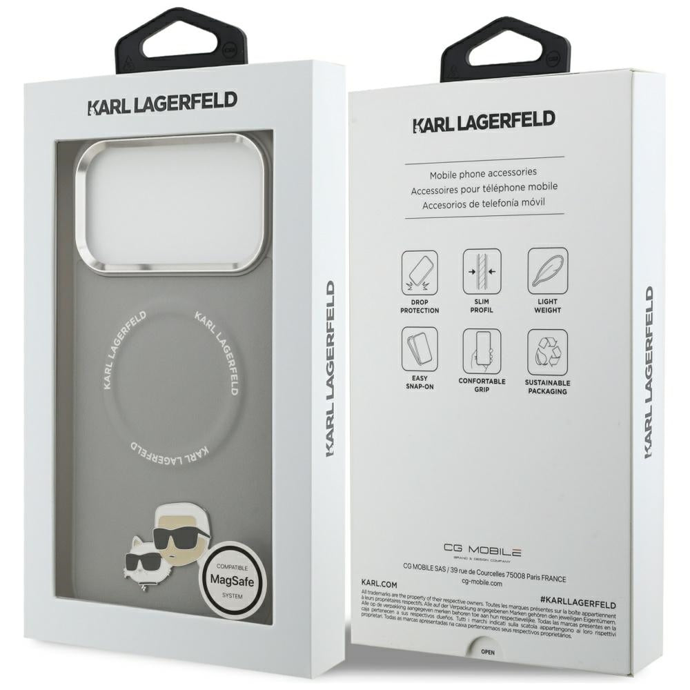 Калъф MagSafe за Apple iPhone 17 Pro, Karl Lagerfeld, Karl & Choupette Pins, Сив