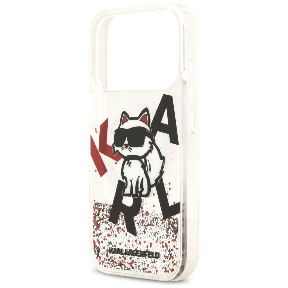 Калъф MagSafe за Apple iPhone 17 Pro, Karl Lagerfeld, Liquid Glitter Choupette Logo, Прозрачен