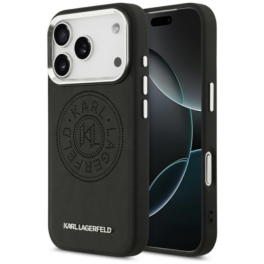 Калъф MagSafe за Apple iPhone 17 Pro, Karl Lagerfeld, Point & Metal Logo, Черен