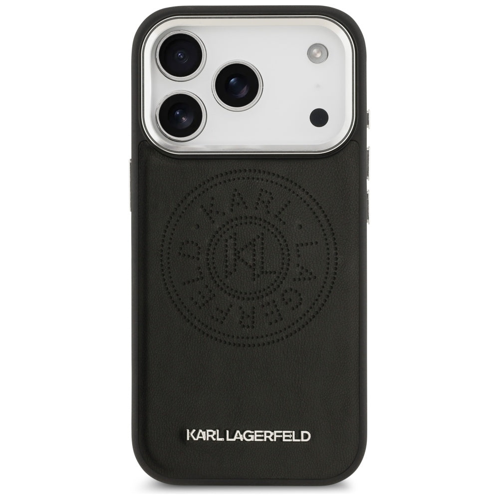 Калъф MagSafe за Apple iPhone 17 Pro, Karl Lagerfeld, Point & Metal Logo, Черен