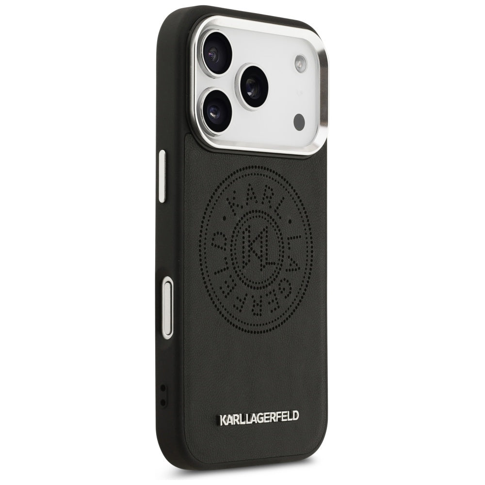 Калъф MagSafe за Apple iPhone 17 Pro, Karl Lagerfeld, Point & Metal Logo, Черен