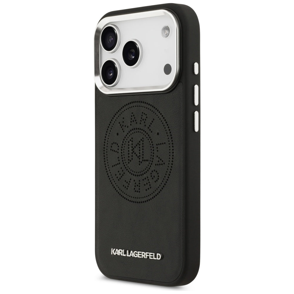 Калъф MagSafe за Apple iPhone 17 Pro, Karl Lagerfeld, Point & Metal Logo, Черен