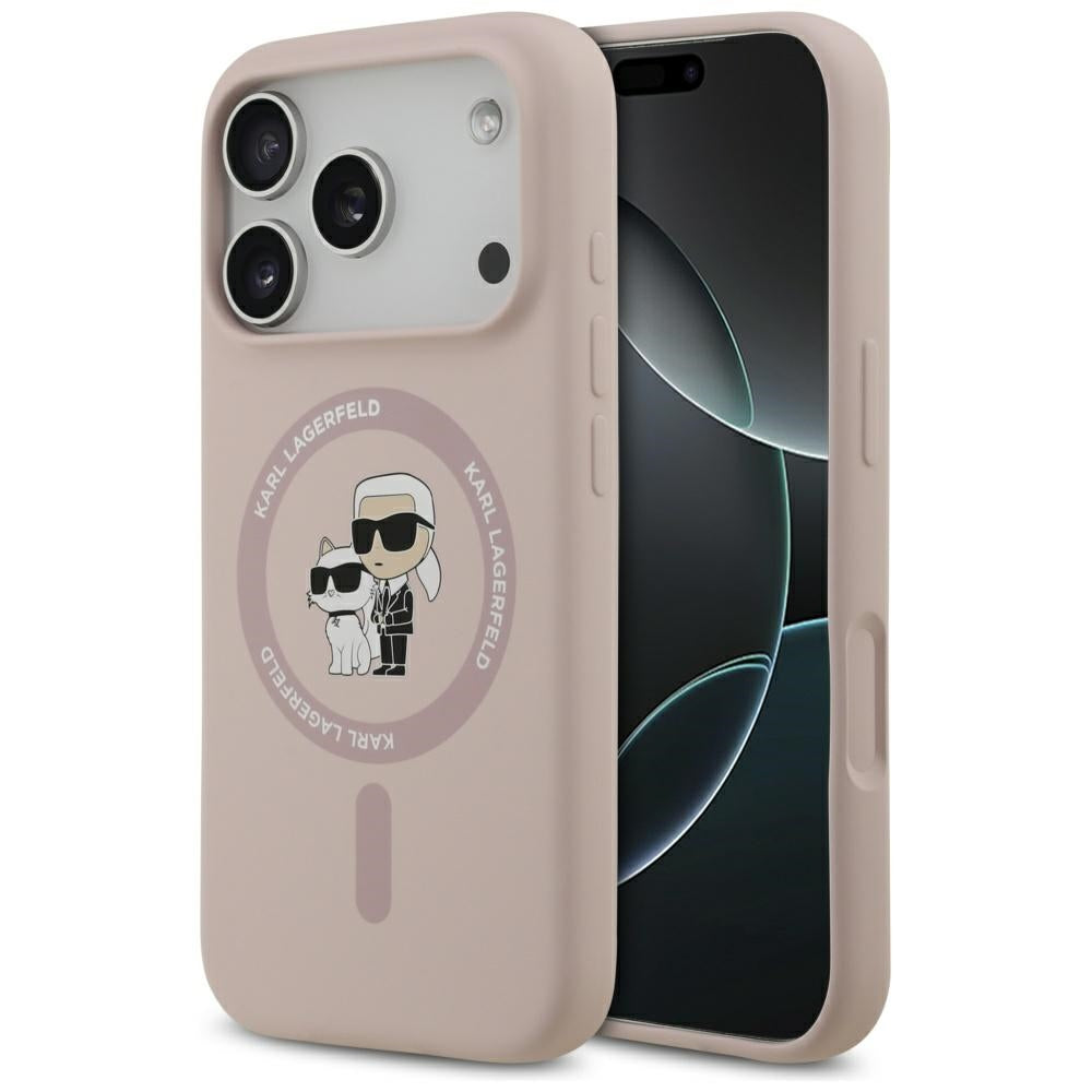 Калъф MagSafe за Apple iPhone 17 Pro, Karl Lagerfeld, Ring Karl & Choupette, Розов