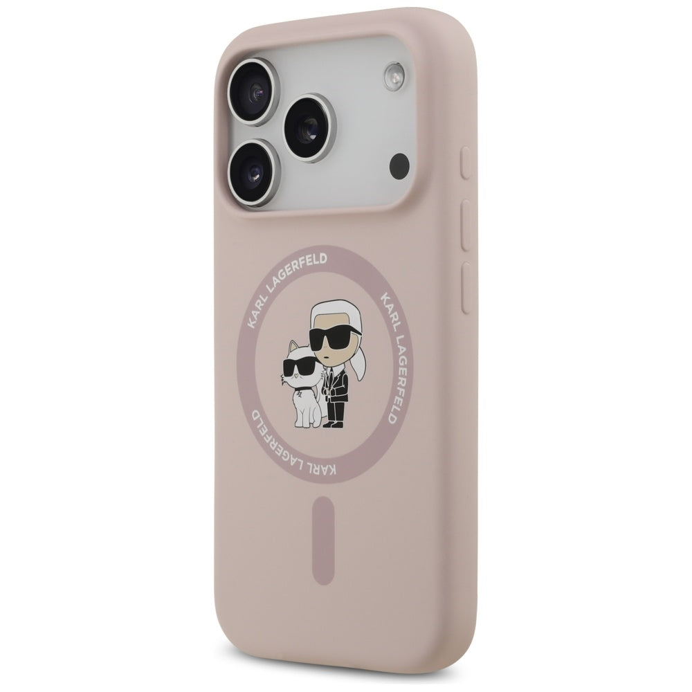 Калъф MagSafe за Apple iPhone 17 Pro, Karl Lagerfeld, Ring Karl & Choupette, Розов