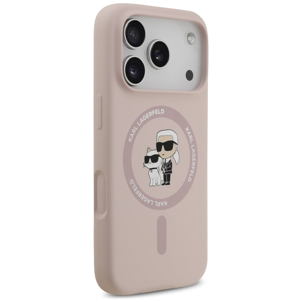 Калъф MagSafe за Apple iPhone 17 Pro, Karl Lagerfeld, Ring Karl & Choupette, Розов