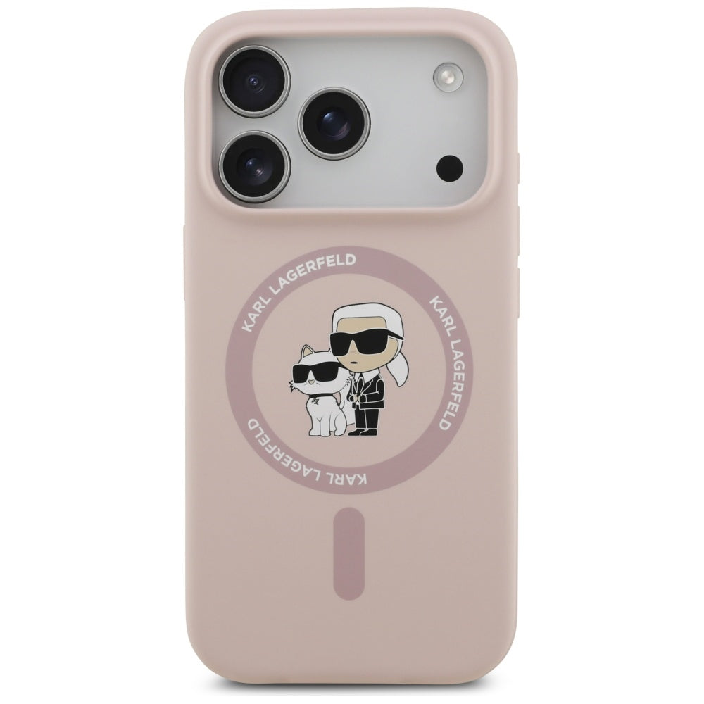 Калъф MagSafe за Apple iPhone 17 Pro, Karl Lagerfeld, Ring Karl & Choupette, Розов