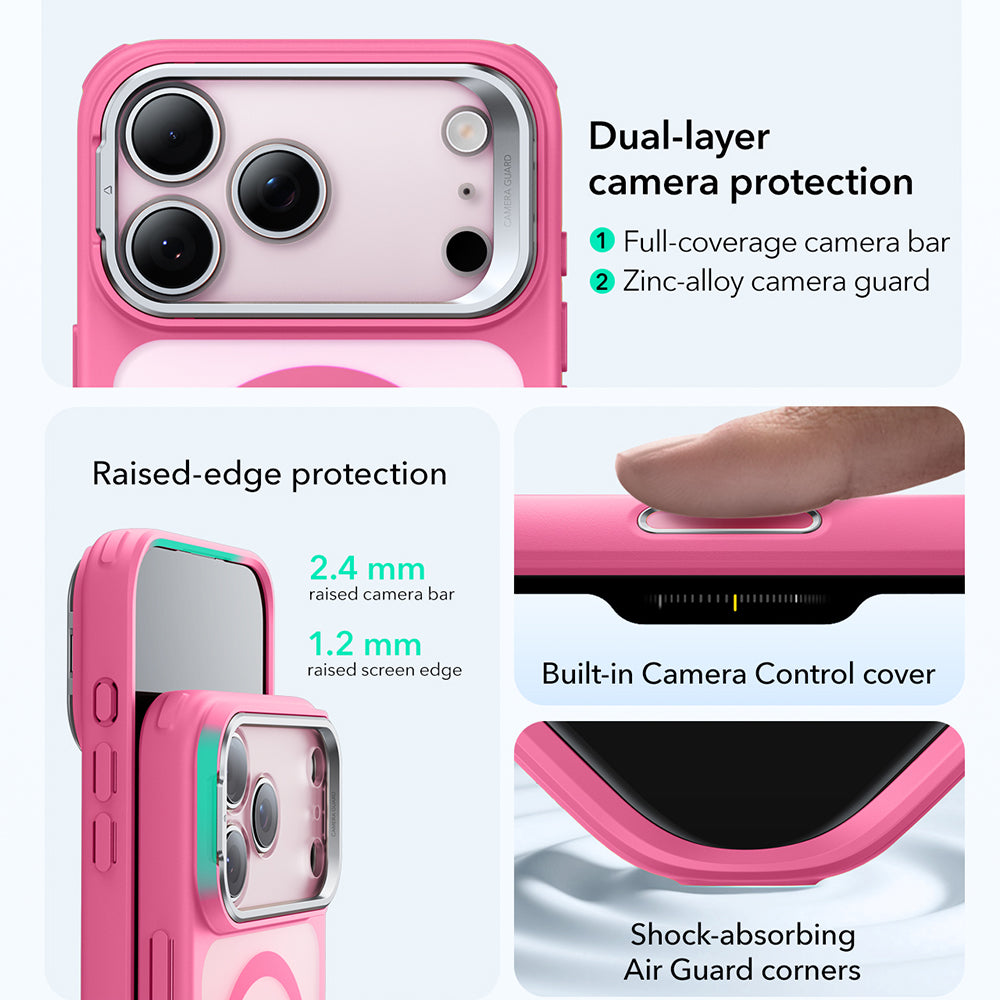 Калъф MagSafe за Apple iPhone 17 Pro Max, ESR, Classic Hybrid Kickstand, Сатенено розов