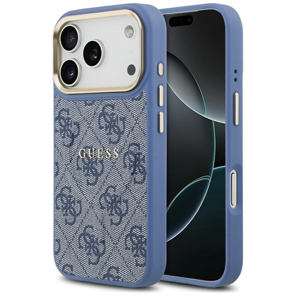 Калъф MagSafe за Apple iPhone 17 Pro Max, Guess, 4G Classic, Син