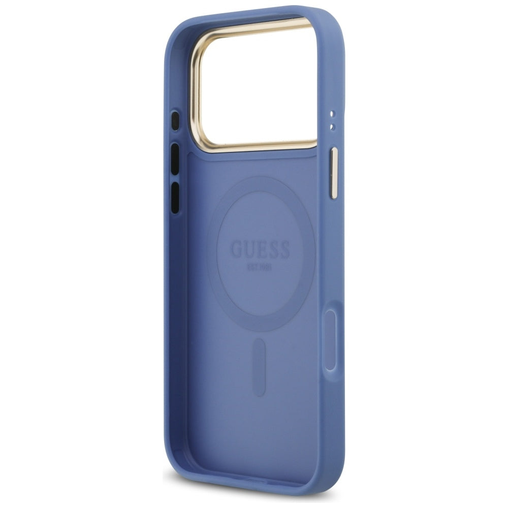 Калъф MagSafe за Apple iPhone 17 Pro Max, Guess, 4G Classic, Син