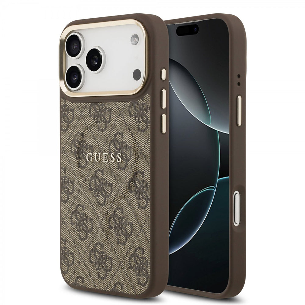 Калъф MagSafe за Apple iPhone 17 Pro Max, Guess, 4G Classic, Кафяв