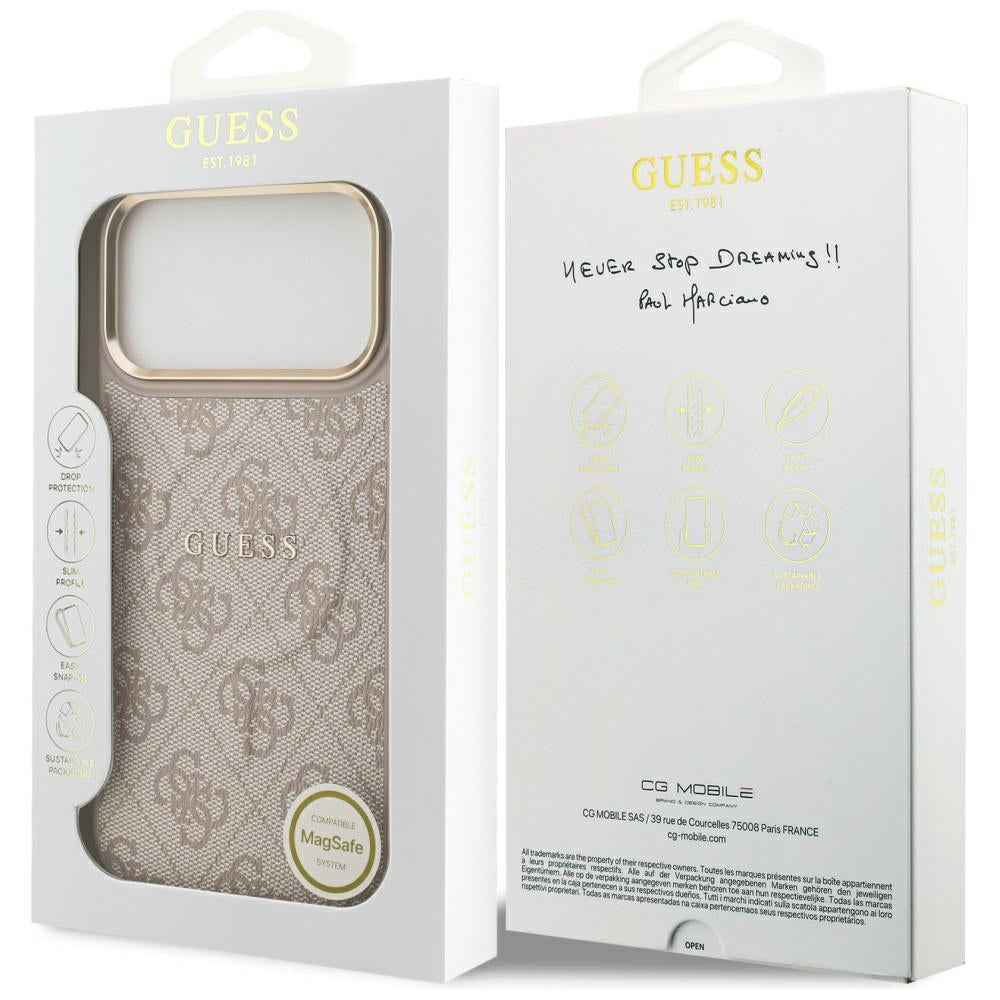 Калъф MagSafe за Apple iPhone 17 Pro Max, Guess, 4G Classic, Розов