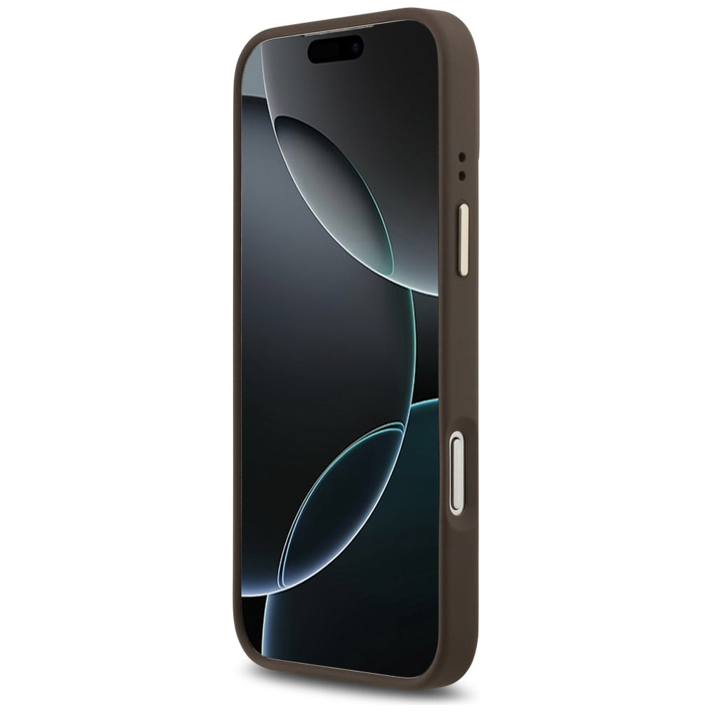 Калъф MagSafe за Apple iPhone 17 Pro Max, Guess, 4G Logo Plate, Кафяв