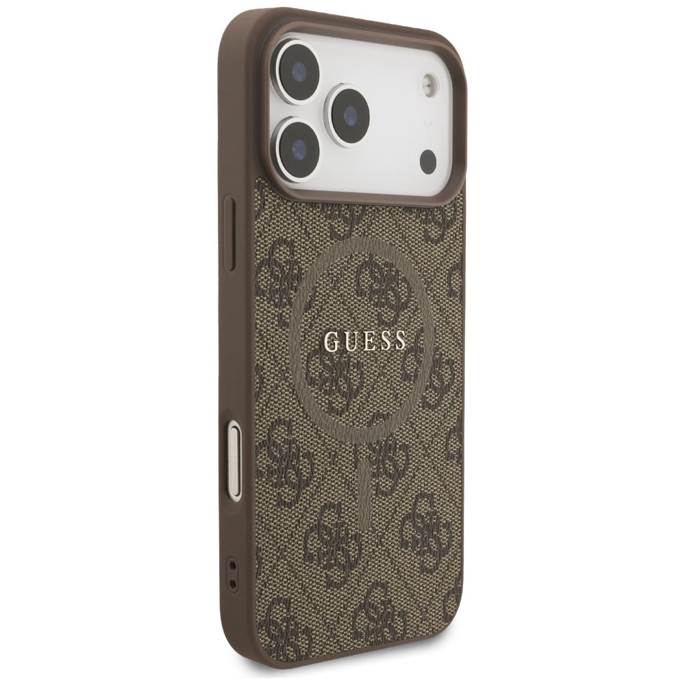 Калъф MagSafe за Apple iPhone 17 Pro Max, Guess, 4G Ring Classic Logo, Кафяв