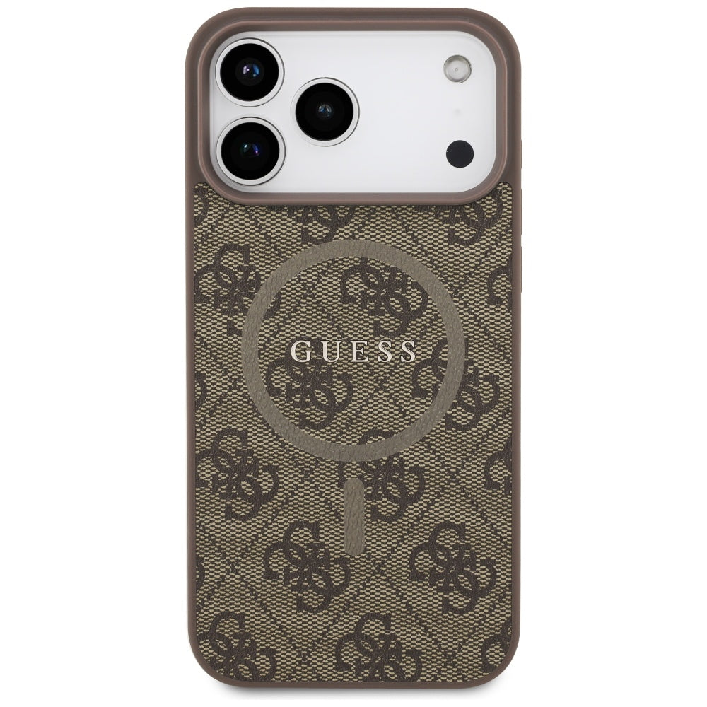 Калъф MagSafe за Apple iPhone 17 Pro Max, Guess, 4G Ring Classic Logo, Кафяв