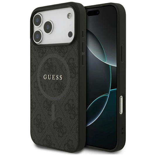 Калъф MagSafe за Apple iPhone 17 Pro Max, Guess, 4G Ring Classic Logo, Черен