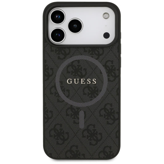 Калъф MagSafe за Apple iPhone 17 Pro Max, Guess, 4G Ring Classic Logo, Черен