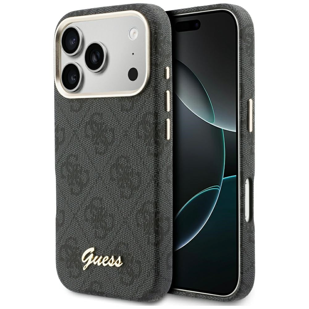 Калъф MagSafe за Apple iPhone 17 Pro Max, Guess, 4G Script Logo, Черен
