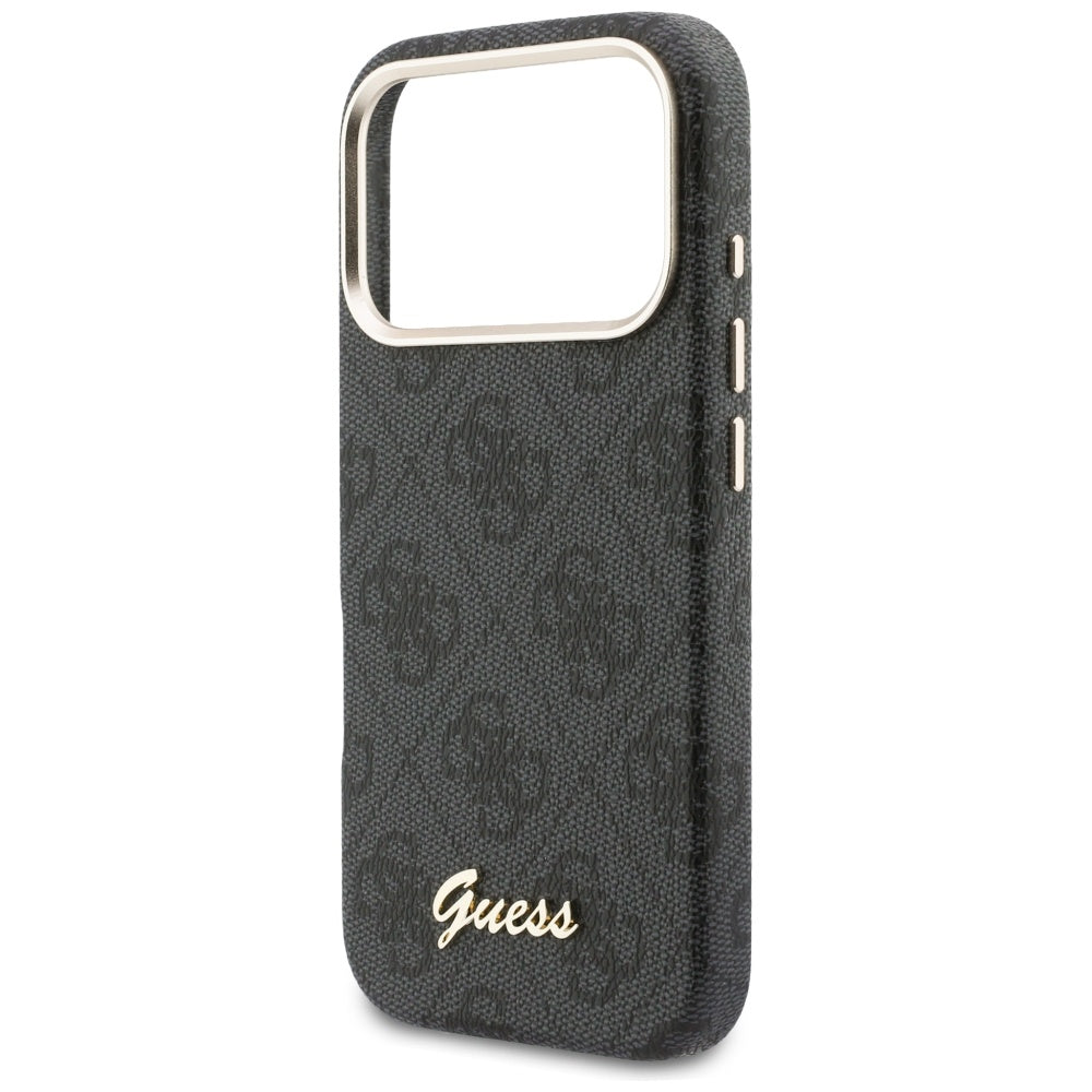 Калъф MagSafe за Apple iPhone 17 Pro Max, Guess, 4G Script Logo, Черен