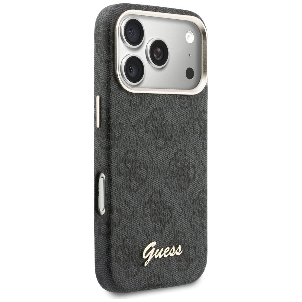 Калъф MagSafe за Apple iPhone 17 Pro Max, Guess, 4G Script Logo, Черен