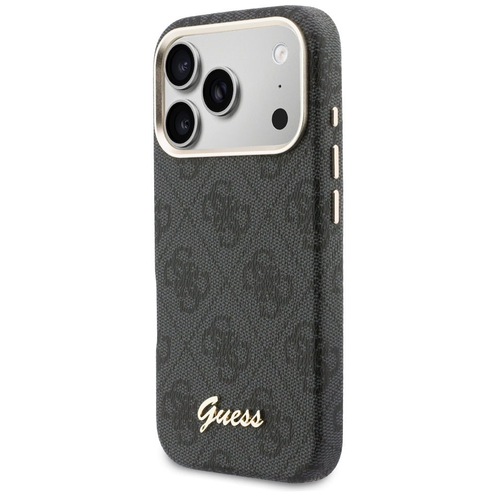 Калъф MagSafe за Apple iPhone 17 Pro Max, Guess, 4G Script Logo, Черен