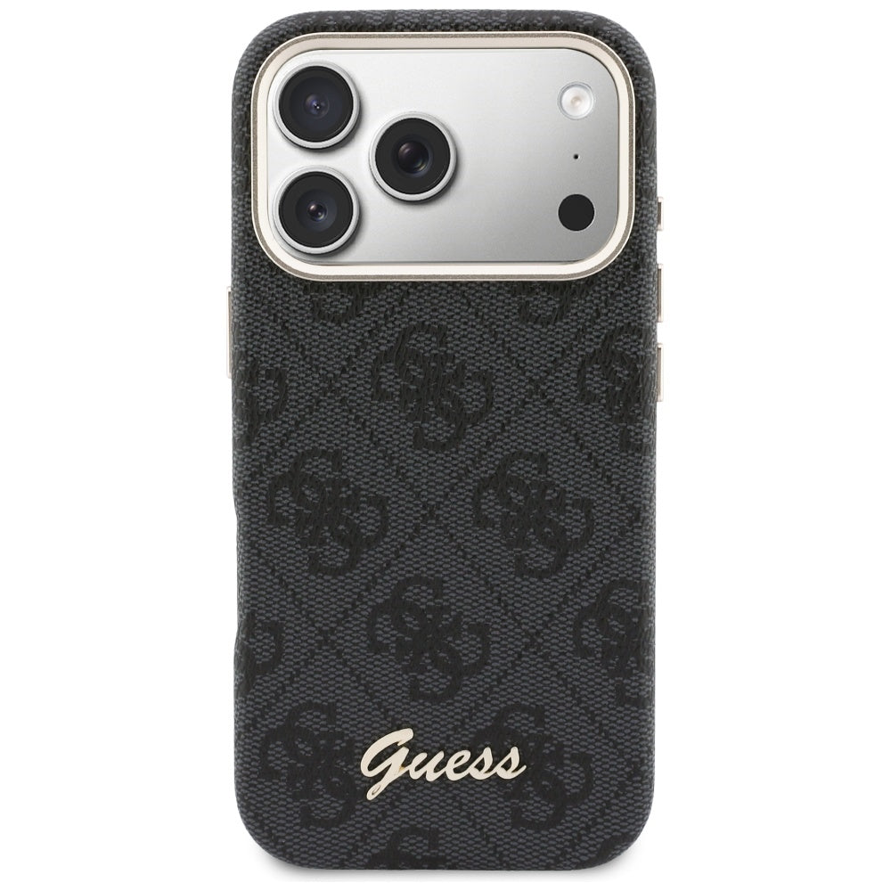Калъф MagSafe за Apple iPhone 17 Pro Max, Guess, 4G Script Logo, Черен