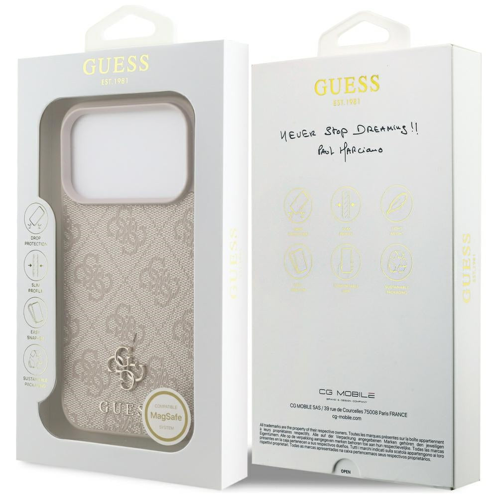Калъф MagSafe за Apple iPhone 17 Pro Max, Guess, 4G Small and Classic Logo, Розов