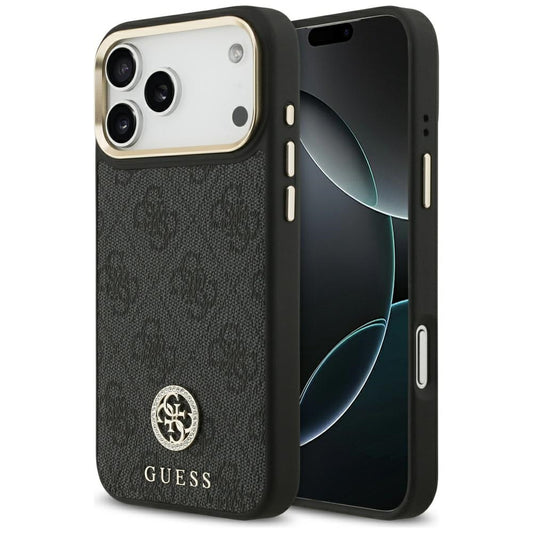 Калъф MagSafe за Apple iPhone 17 Pro Max, Guess, 4G Strass Logo, Черен