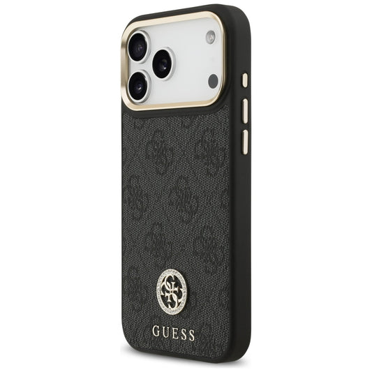 Калъф MagSafe за Apple iPhone 17 Pro Max, Guess, 4G Strass Logo, Черен