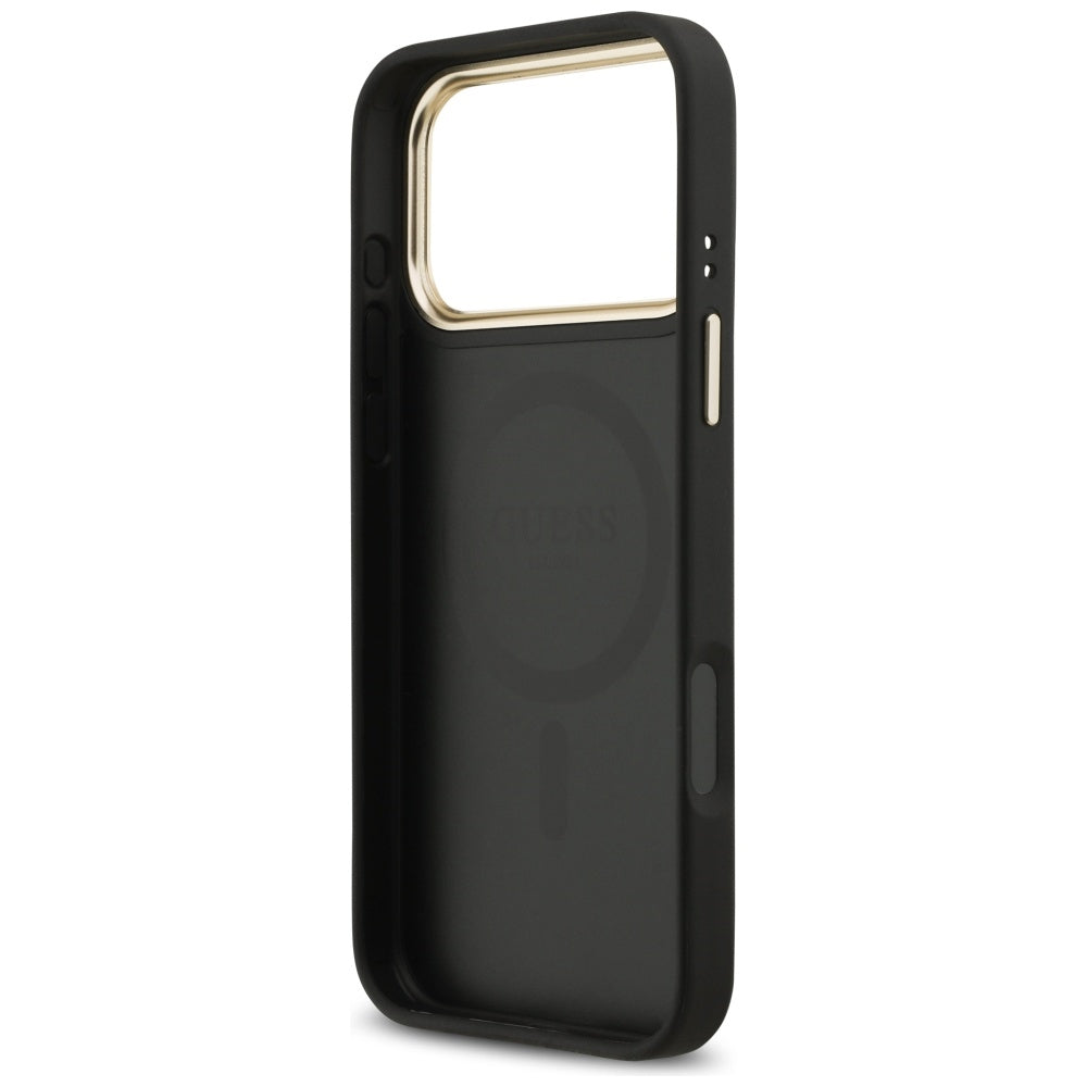 Калъф MagSafe за Apple iPhone 17 Pro Max, Guess, 4G Strass Logo, Черен