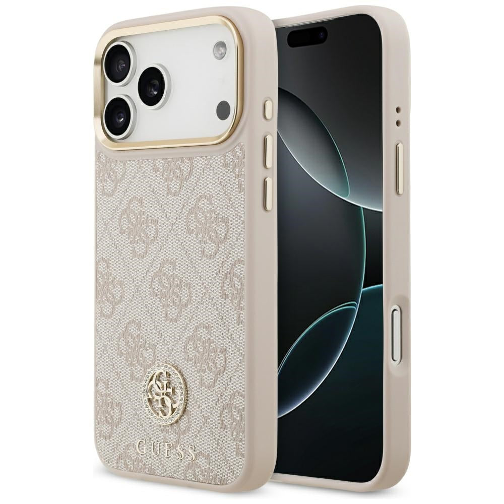Калъф MagSafe за Apple iPhone 17 Pro Max, Guess, 4G Strass Logo, Розов