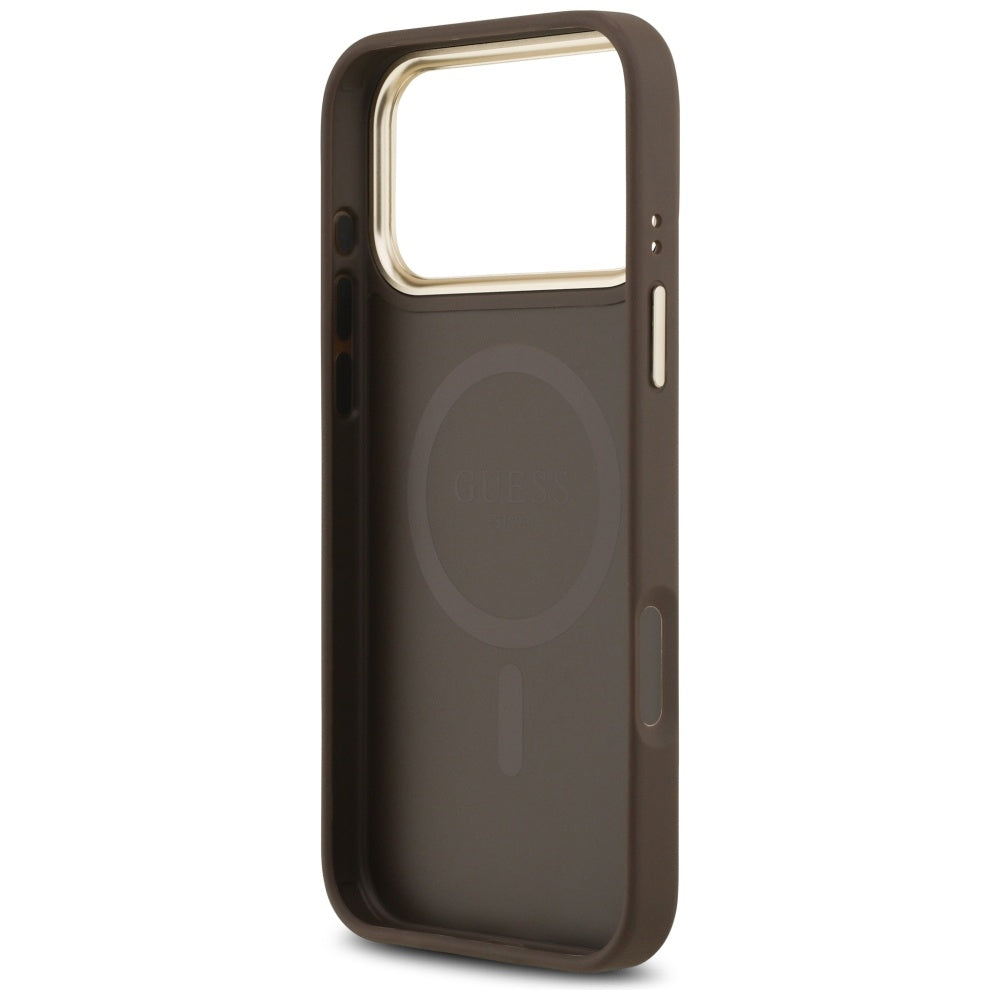 Калъф MagSafe за Apple iPhone 17 Pro Max, Guess, 4G Stripe, Кафяв