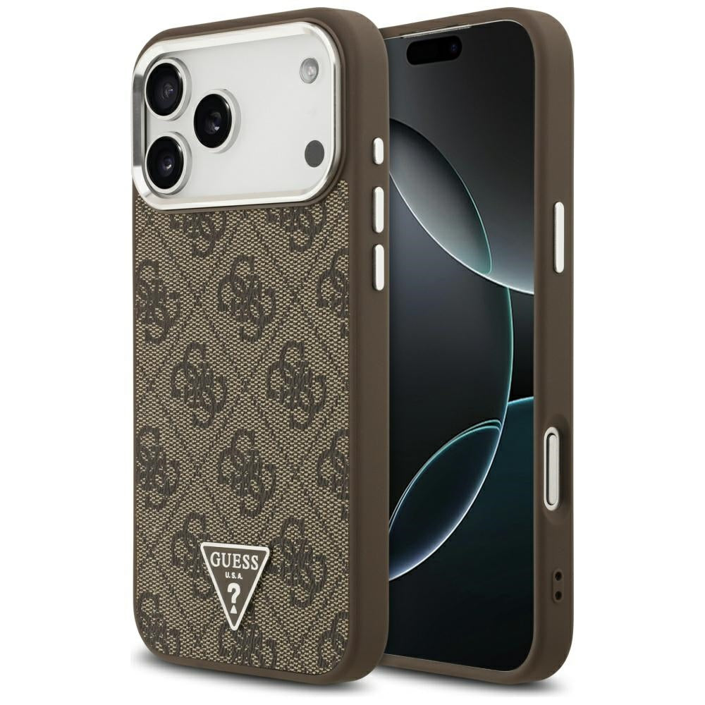 Калъф MagSafe за Apple iPhone 17 Pro Max, Guess, 4G Triangle Logo, Кафяв