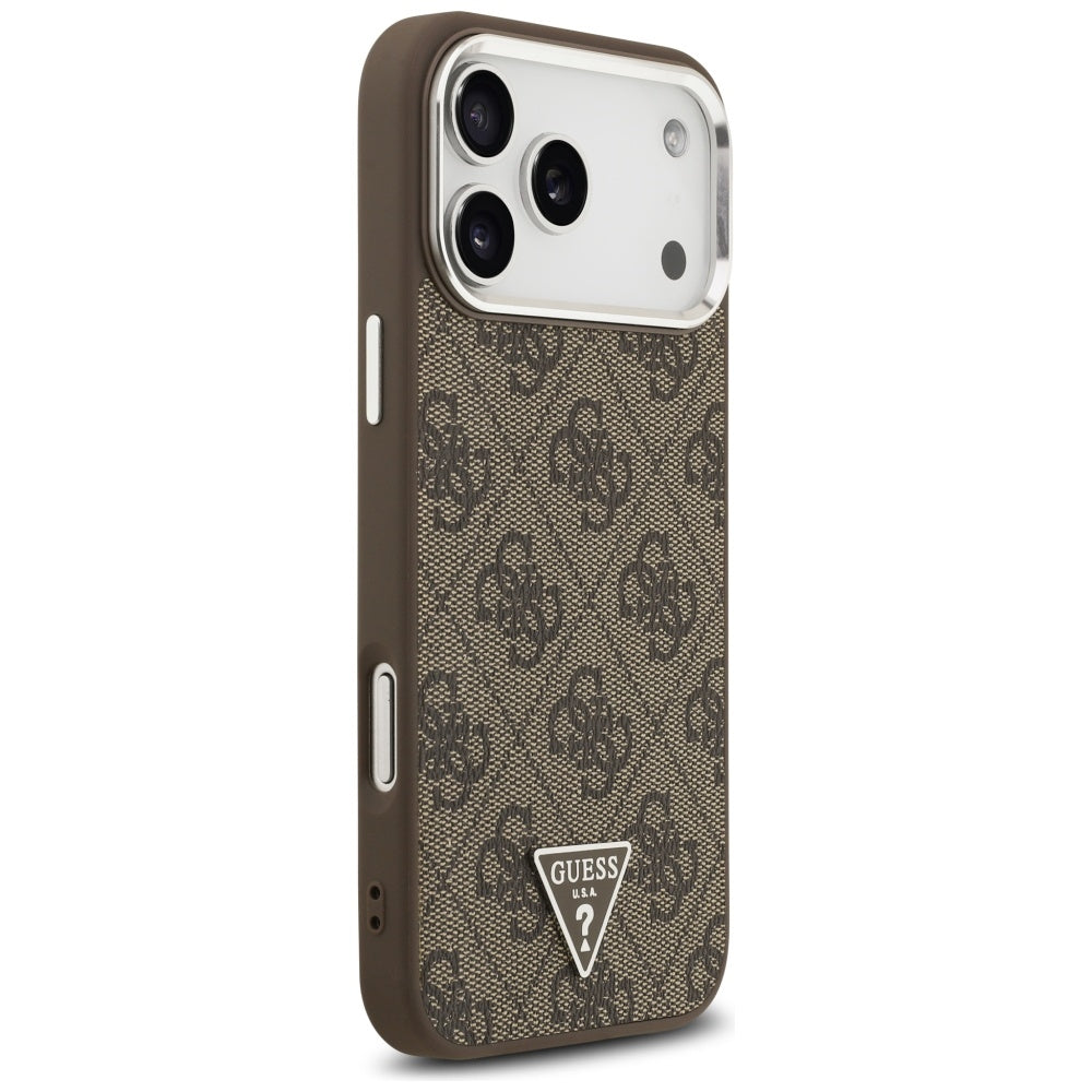 Калъф MagSafe за Apple iPhone 17 Pro Max, Guess, 4G Triangle Logo, Кафяв