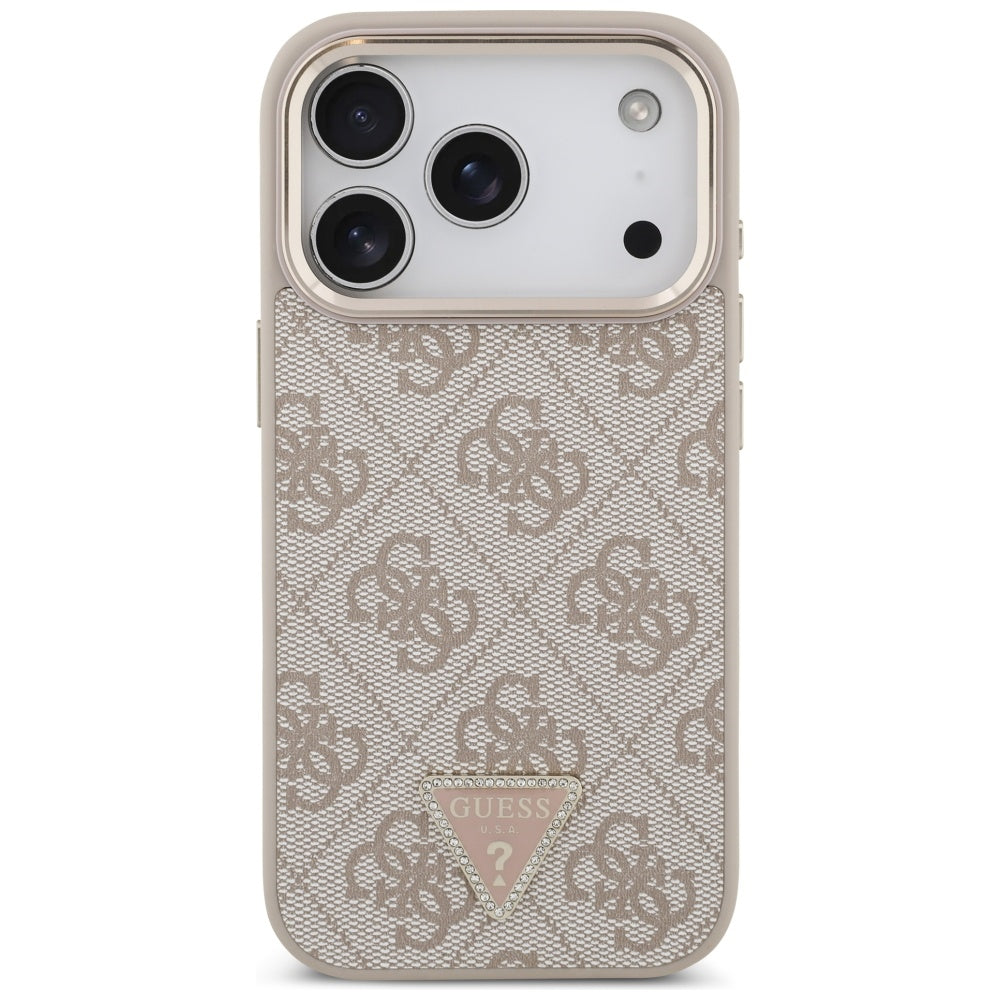 Калъф MagSafe за Apple iPhone 17 Pro Max, Guess, 4G Triangle Logo, Розово Злато