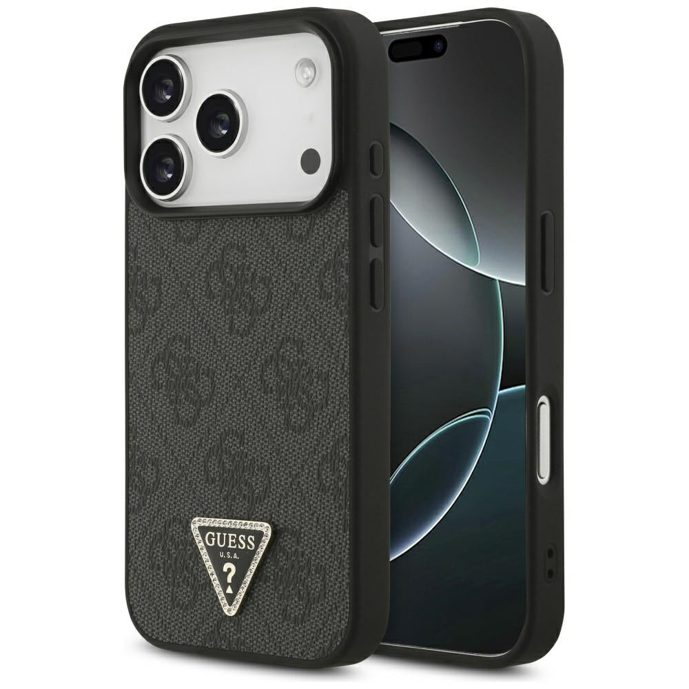 Калъф MagSafe за Apple iPhone 17 Pro Max, Guess, 4G Triangle Strass, Черен