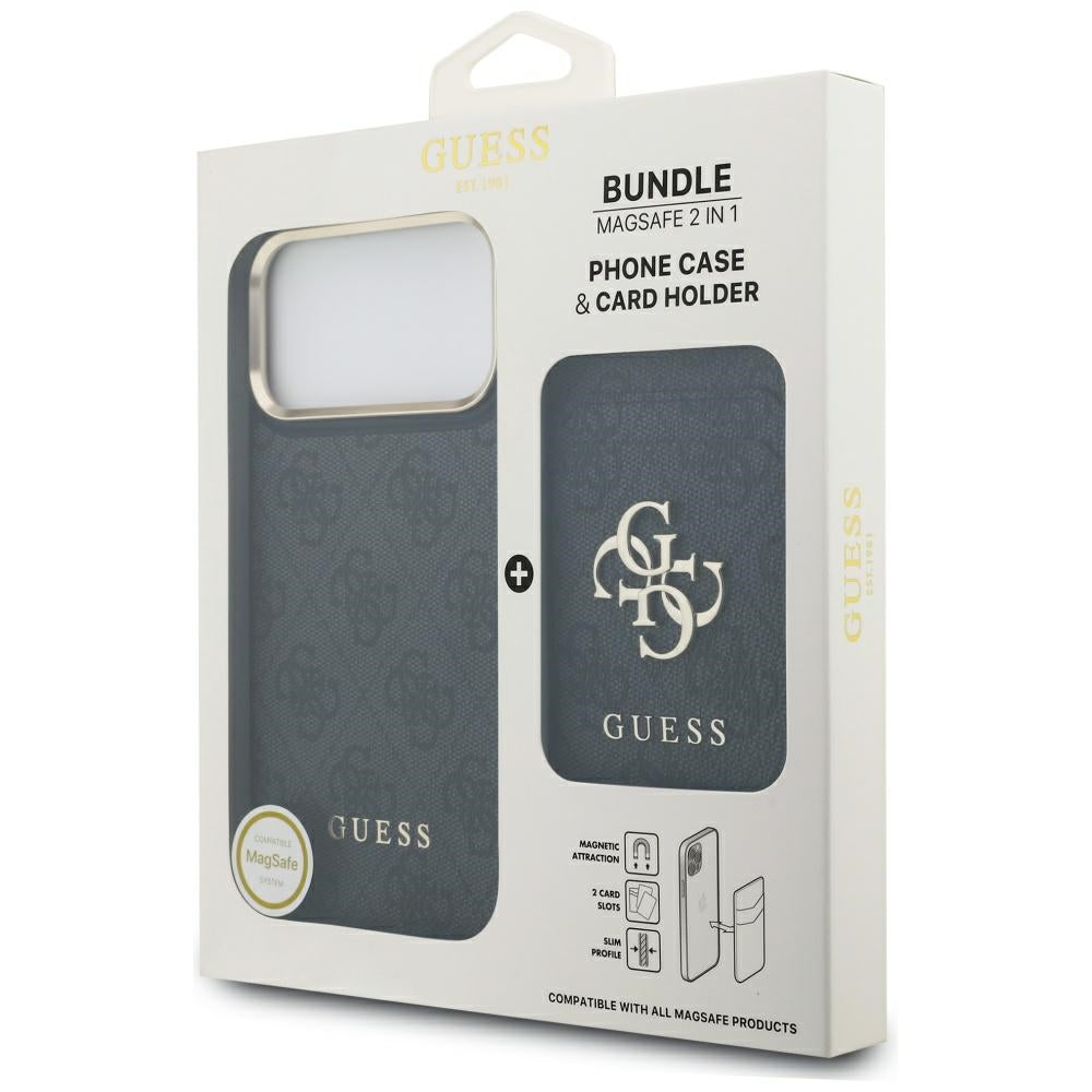Калъф MagSafe за Apple iPhone 17 Pro Max, Guess, Cardslot 4G, Черен