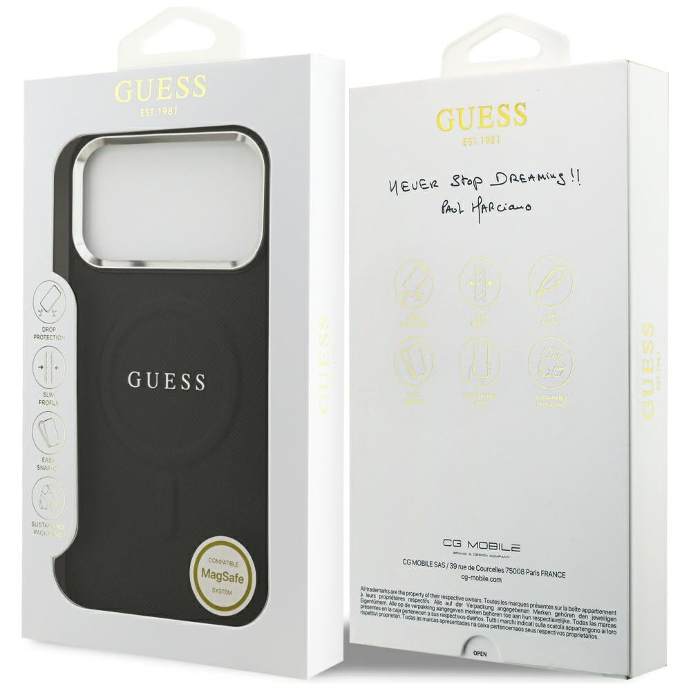 Калъф MagSafe за Apple iPhone 17 Pro Max, Guess, Classic Logo, Черен