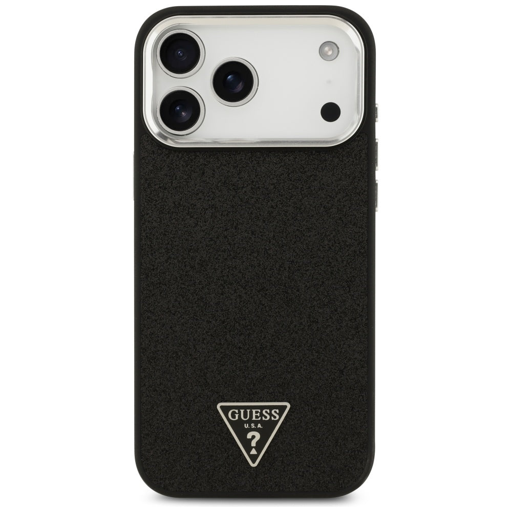Калъф MagSafe за Apple iPhone 17 Pro Max, Guess, Glitter Triangle Logo, Черен