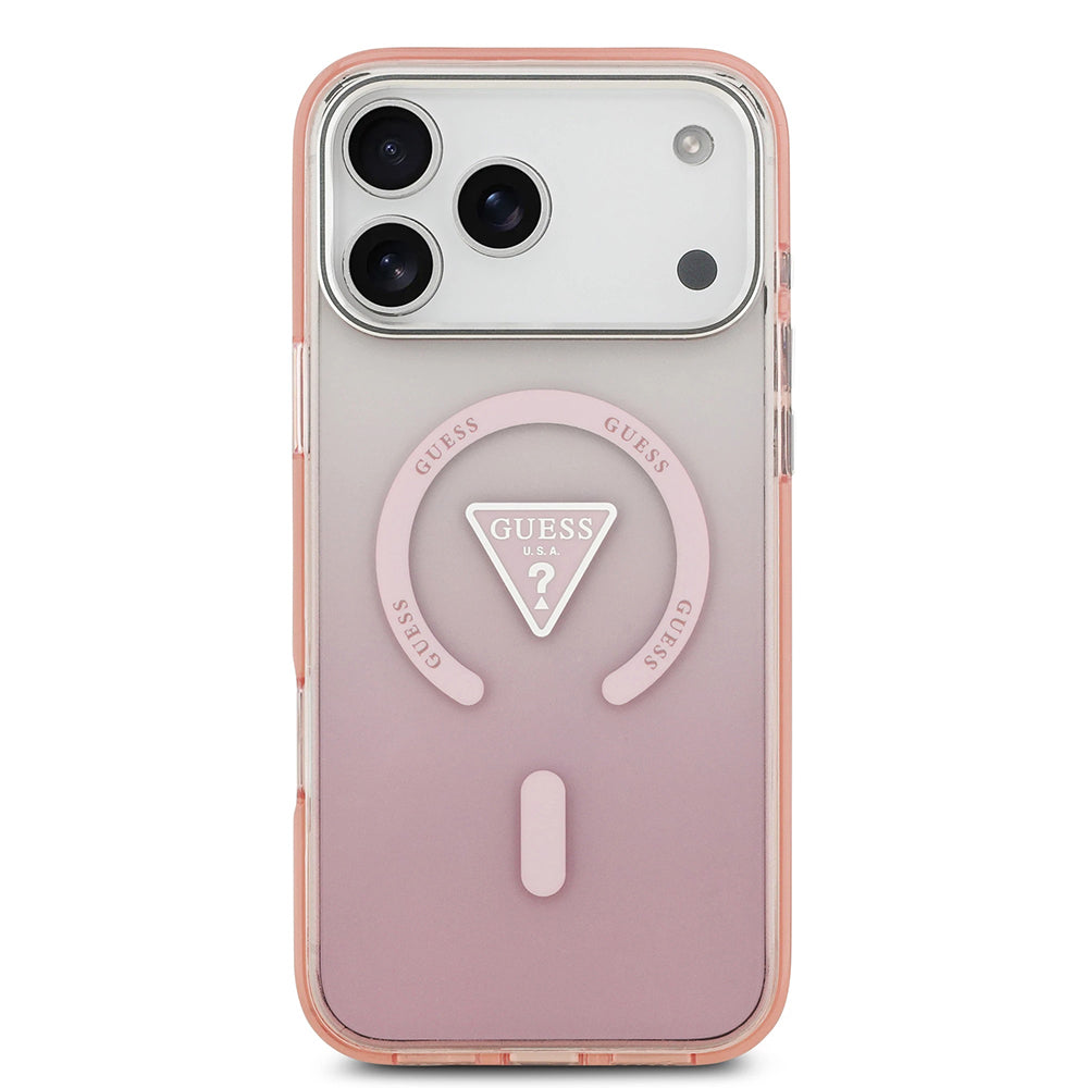 Калъф MagSafe за Apple iPhone 17 Pro Max, Guess, IML Gradient Triangle Logo, Розов