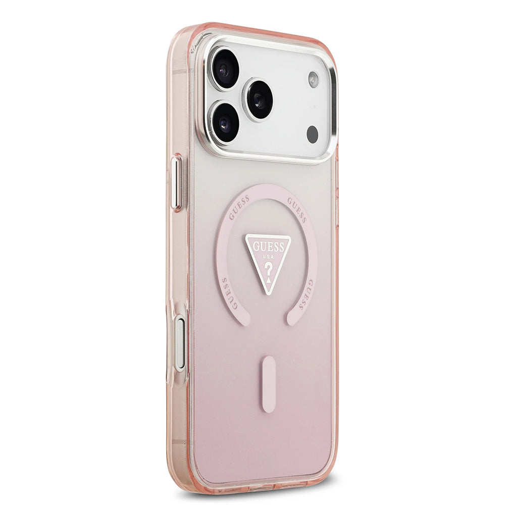 Калъф MagSafe за Apple iPhone 17 Pro Max, Guess, IML Gradient Triangle Logo, Розов