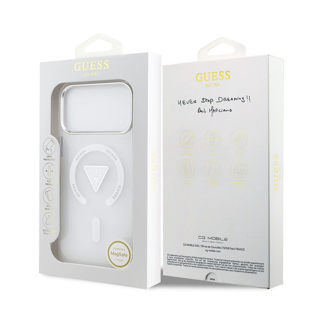Калъф MagSafe за Apple iPhone 17 Pro Max, Guess, IML Gradient Triangle Logo, Прозрачен