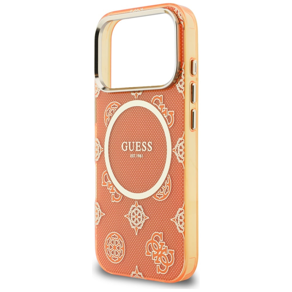 Калъф MagSafe за Apple iPhone 17 Pro Max, Guess, IML Peony Dot, Оранжев