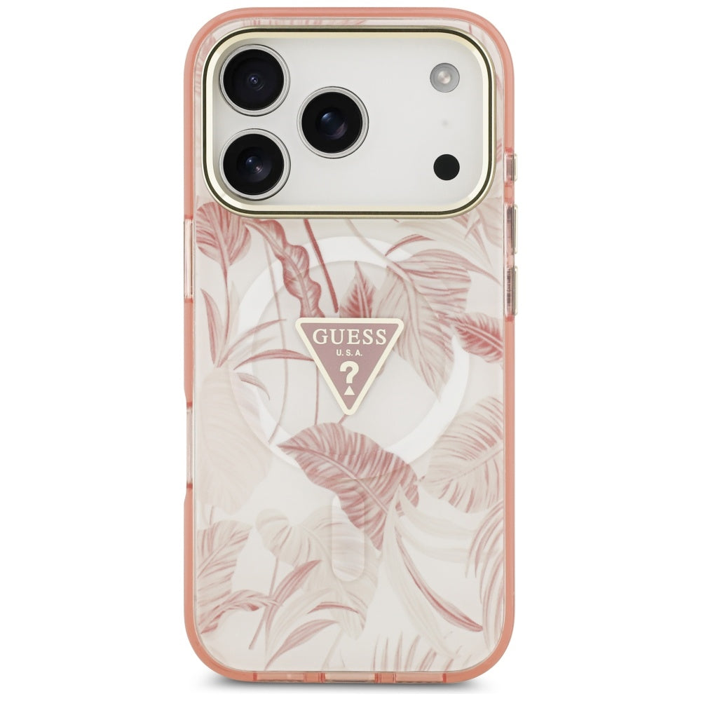 Калъф MagSafe за Apple iPhone 17 Pro Max, Guess, Jungle Tonal Triangle, Розов