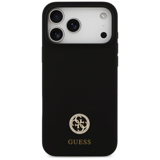 Калъф MagSafe за Apple iPhone 17 Pro Max, Guess, Logo Strass 4G, Черен