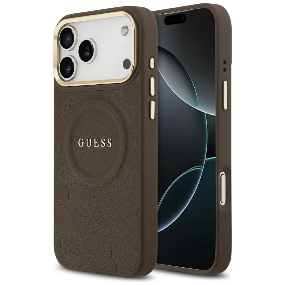 Калъф MagSafe за Apple iPhone 17 Pro Max, Guess, Peony Hot Stamp, Кафяв