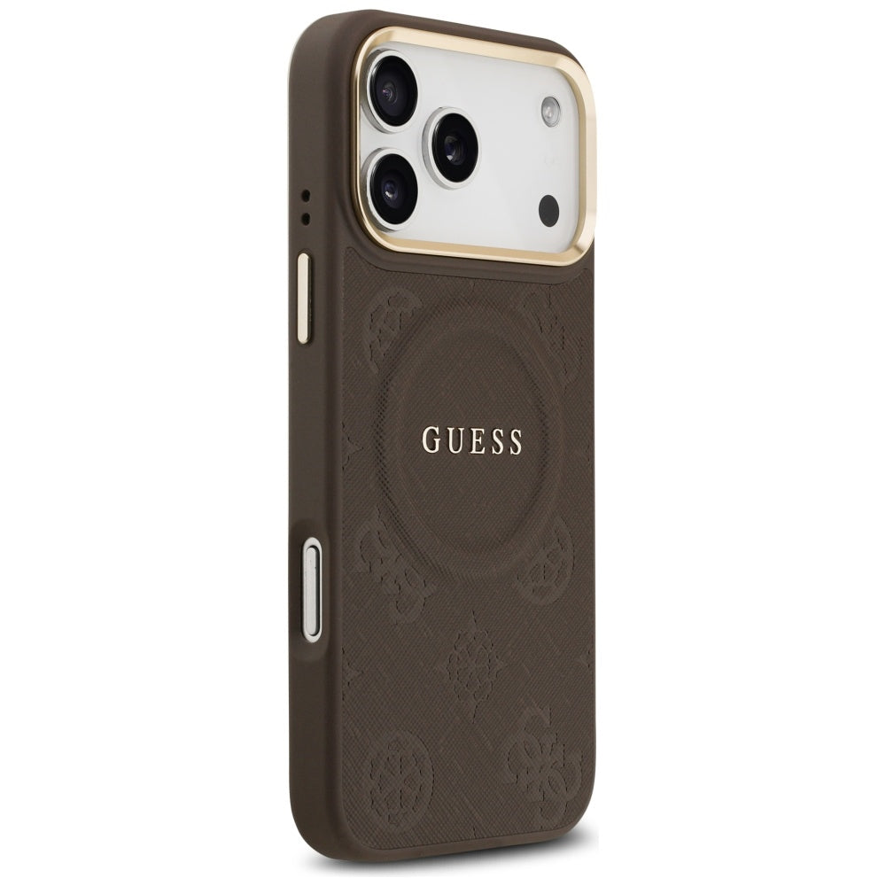 Калъф MagSafe за Apple iPhone 17 Pro Max, Guess, Peony Hot Stamp, Кафяв