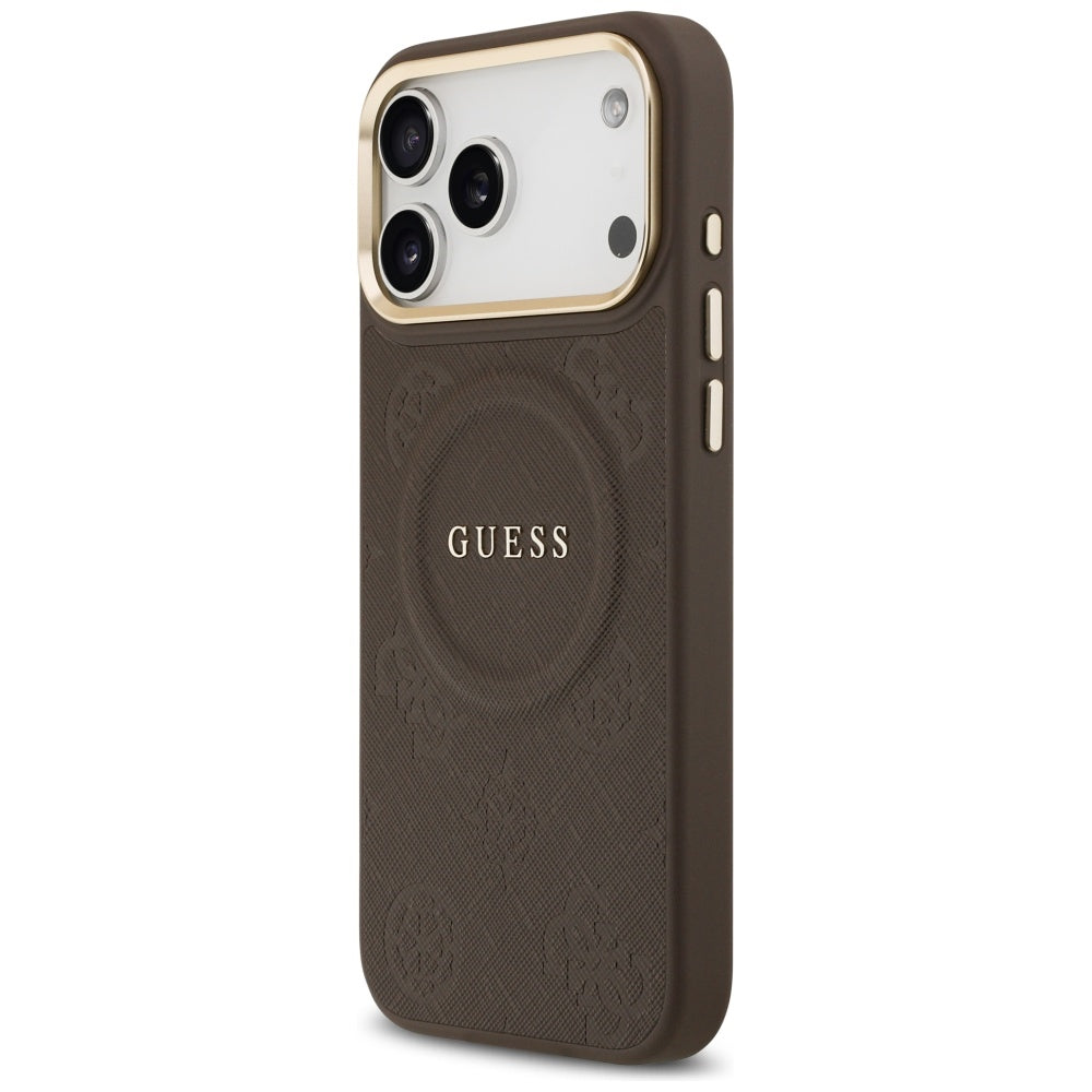 Калъф MagSafe за Apple iPhone 17 Pro Max, Guess, Peony Hot Stamp, Кафяв
