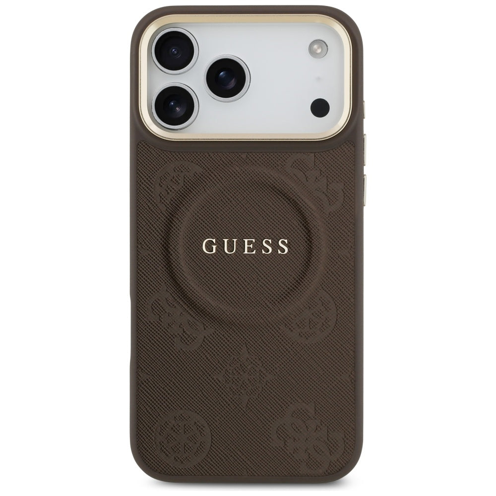 Калъф MagSafe за Apple iPhone 17 Pro Max, Guess, Peony Hot Stamp, Кафяв